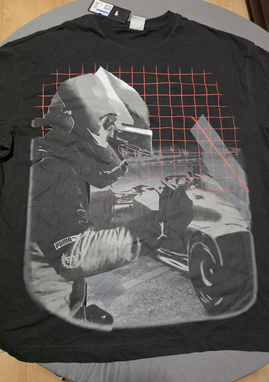 Puma x F1 Mens XL Black T-Shirt Formula 1 Pit Crew Racing Graphic Tee New NWT